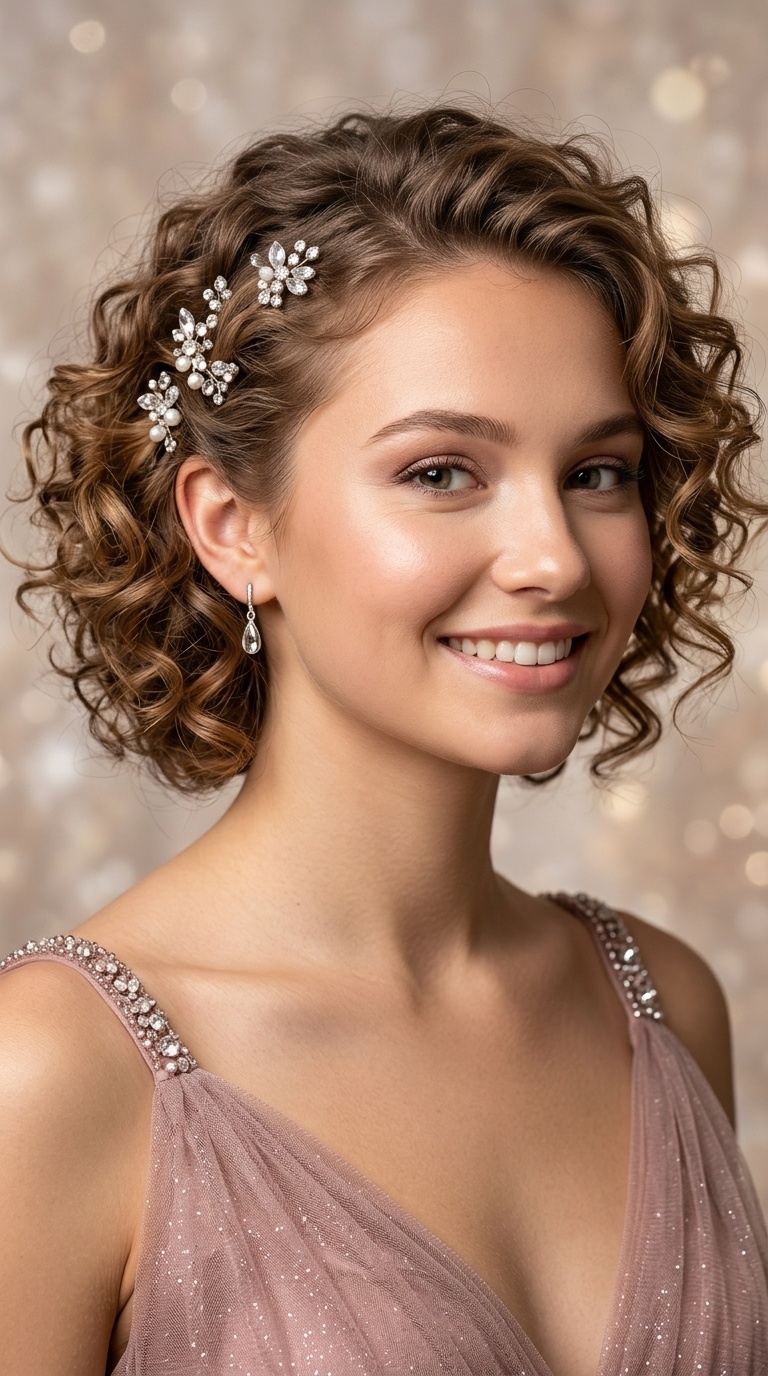 Soft Romantic Curls with Gemstone Clusters