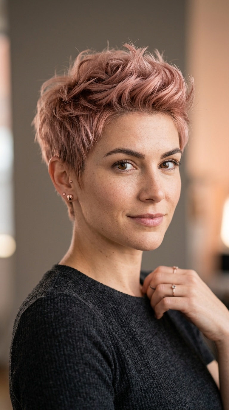 Soft Rose Gold Tapered Pixie