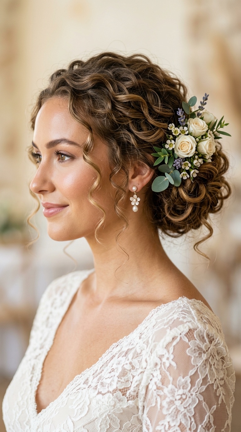 Soft Tendril Bun with Florals