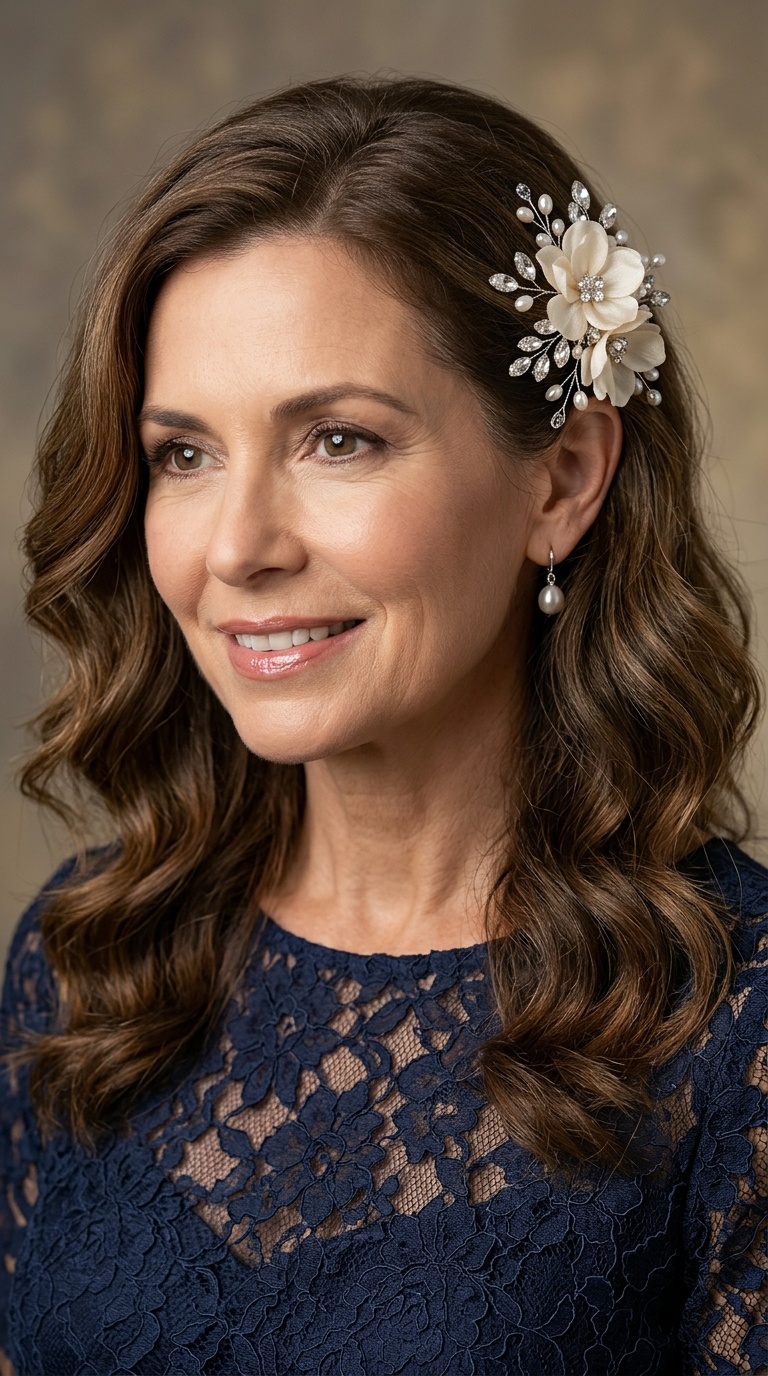 Soft Waves with a Floral Pin