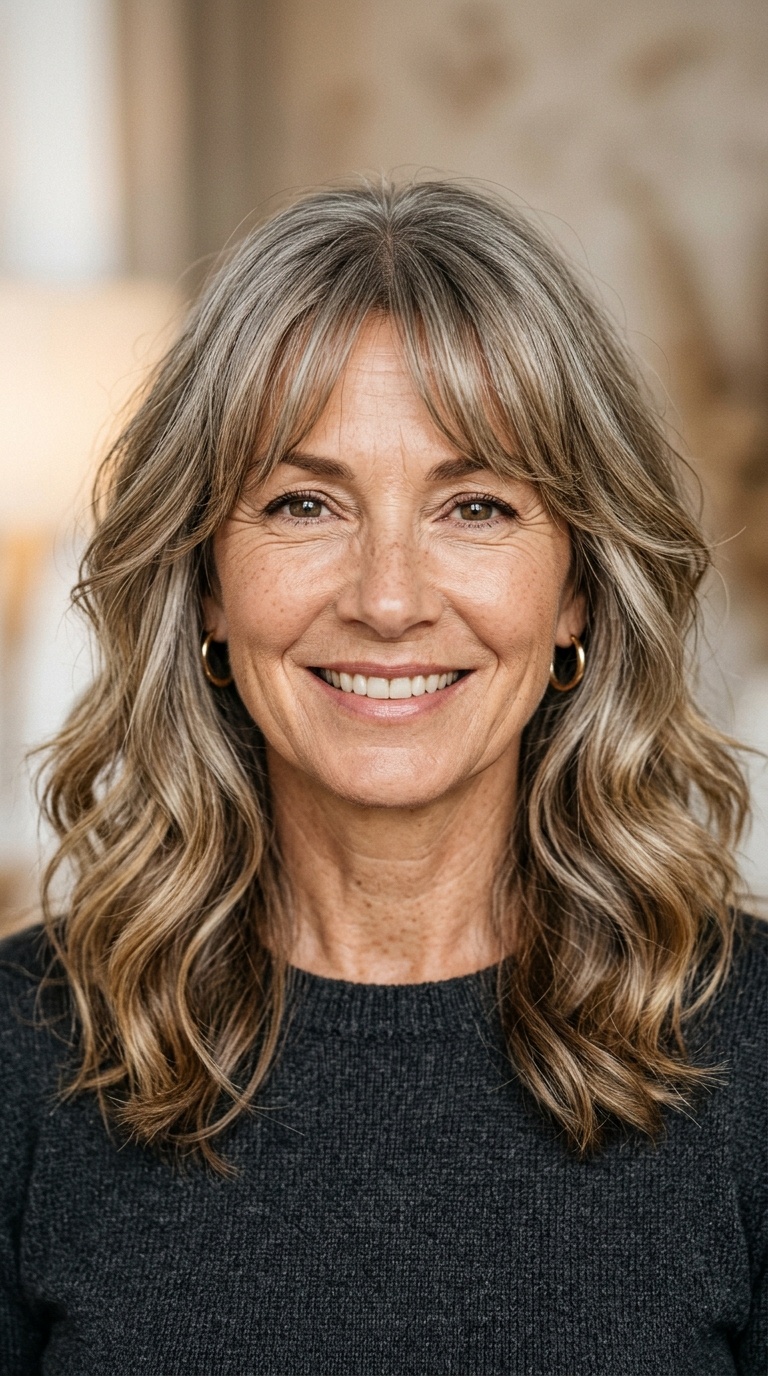 Soft Waves with Curtain Bangs