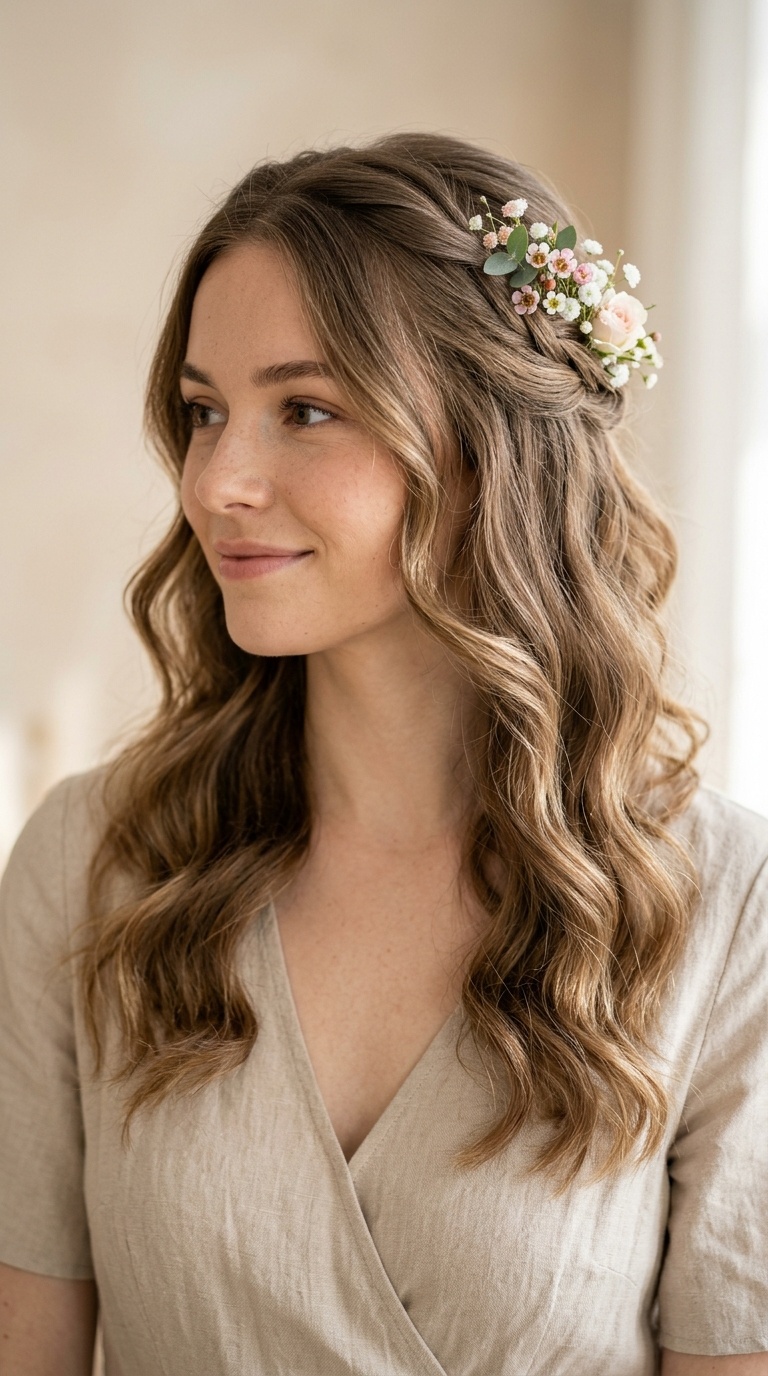Soft Waves with Floral Accents