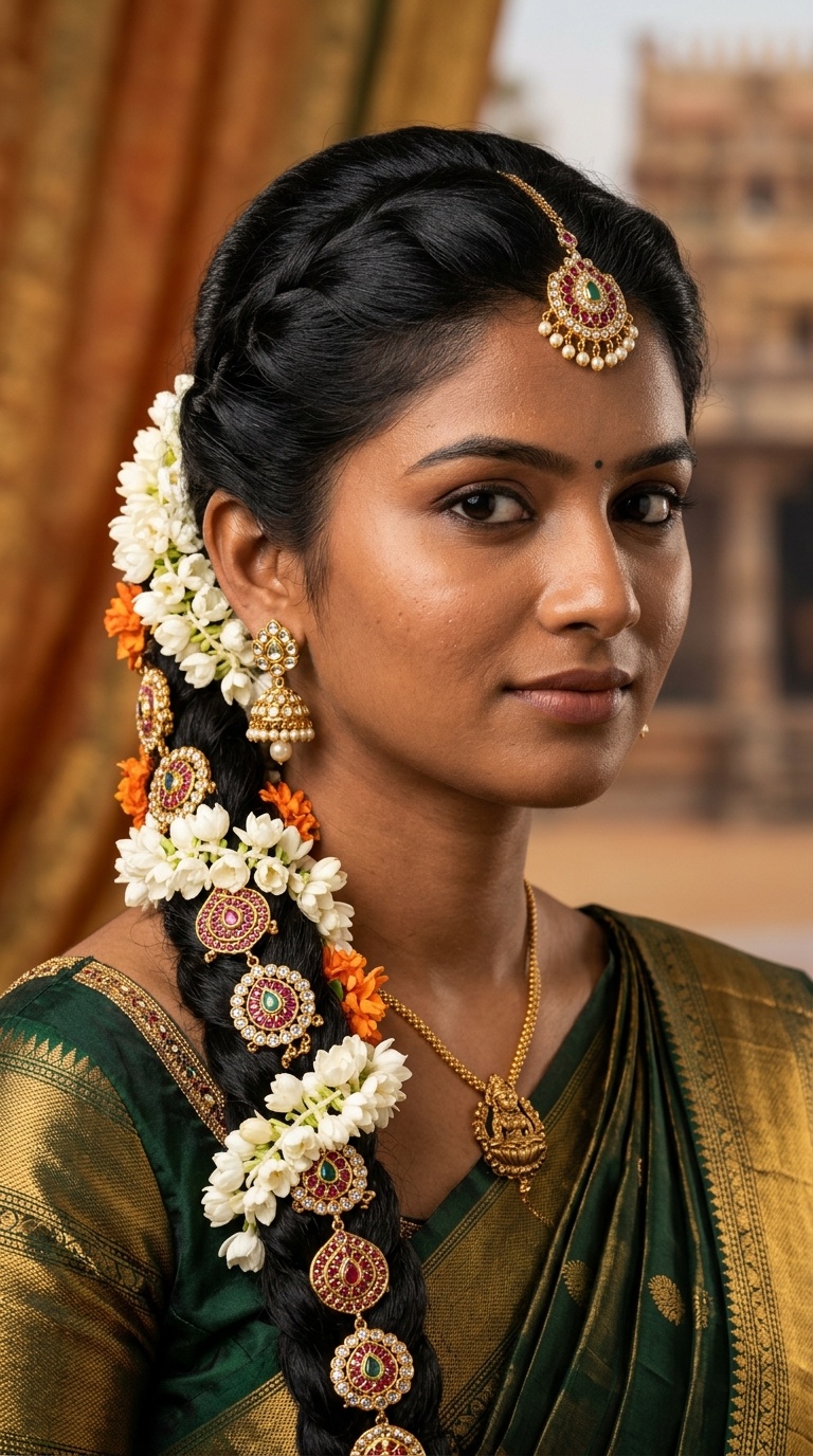 South Indian Temple Braid with Billalu
