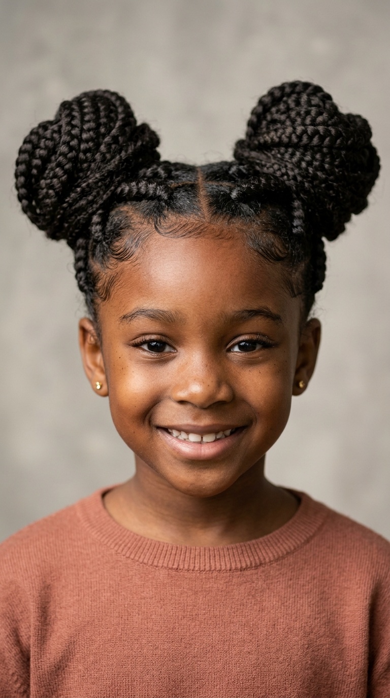 Space Buns with Big Box Braids