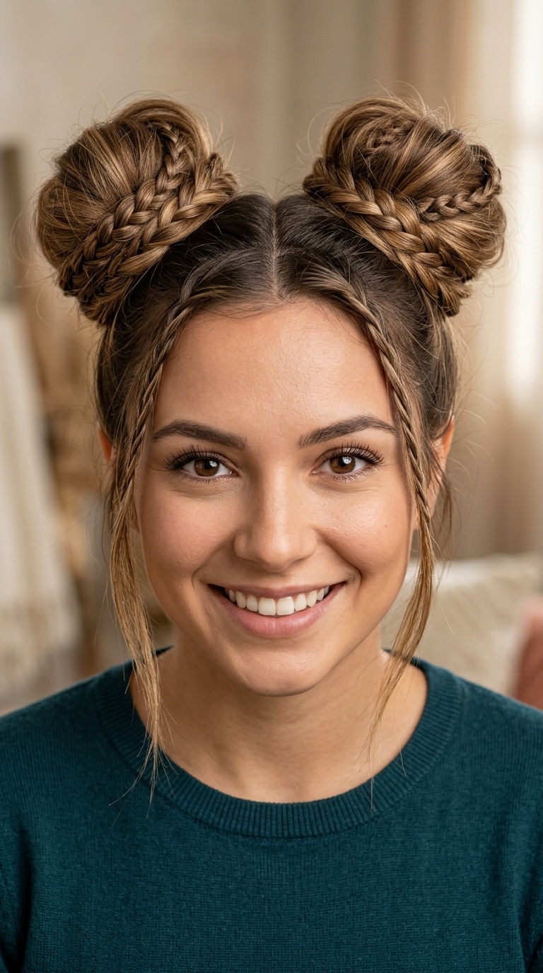 Space Buns with Braided Accents