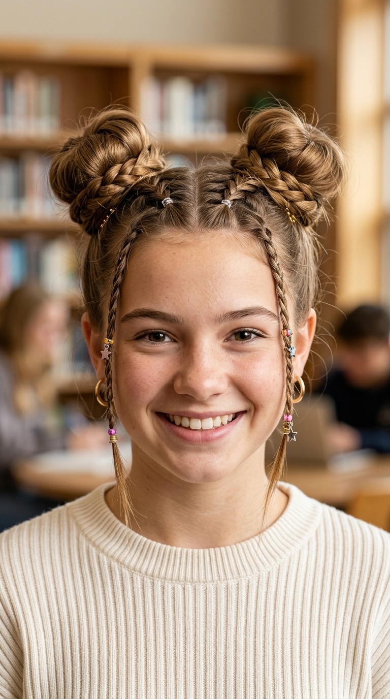 Space Buns with Braided Accents