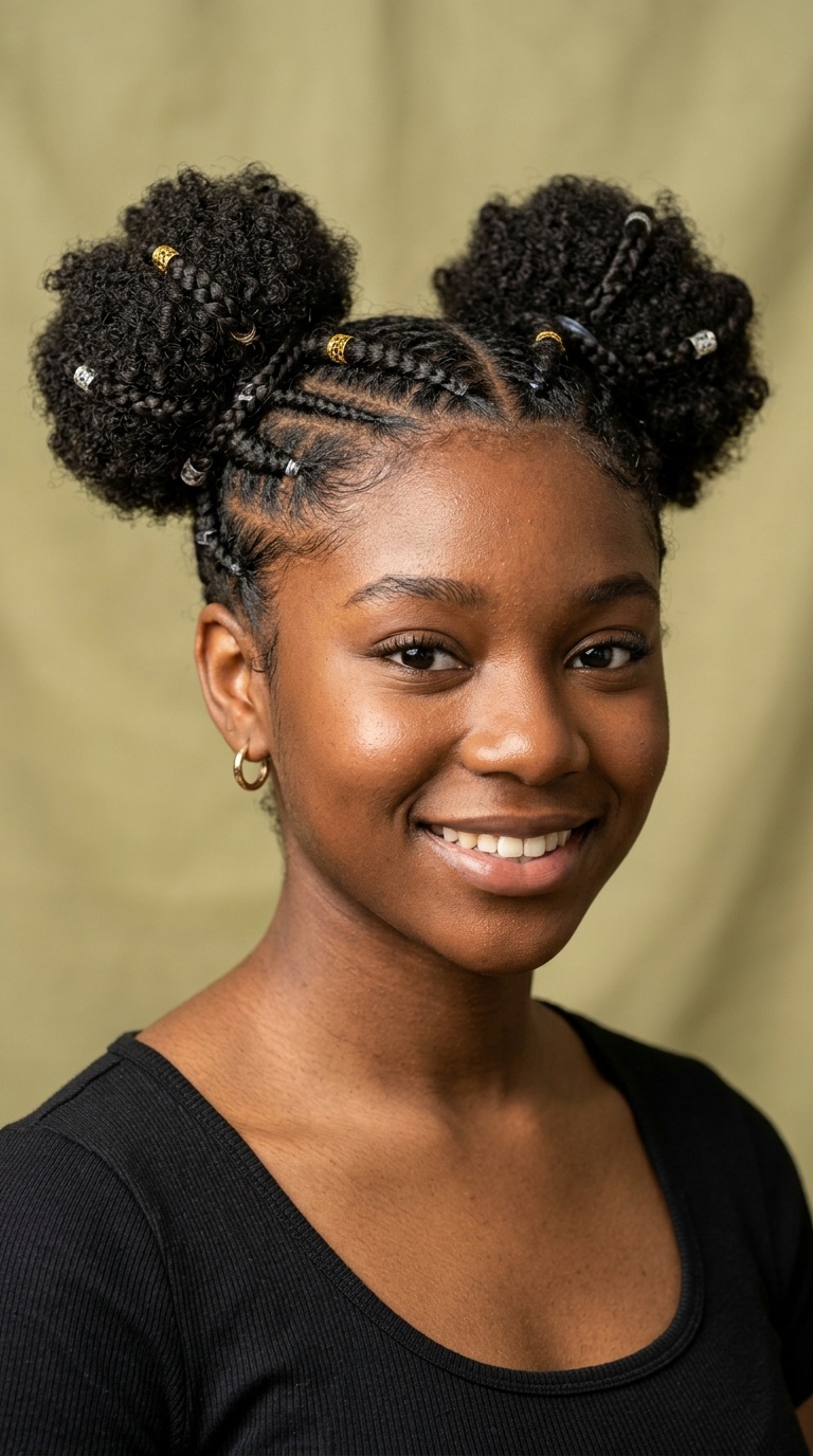 Space Buns with Braided Accents