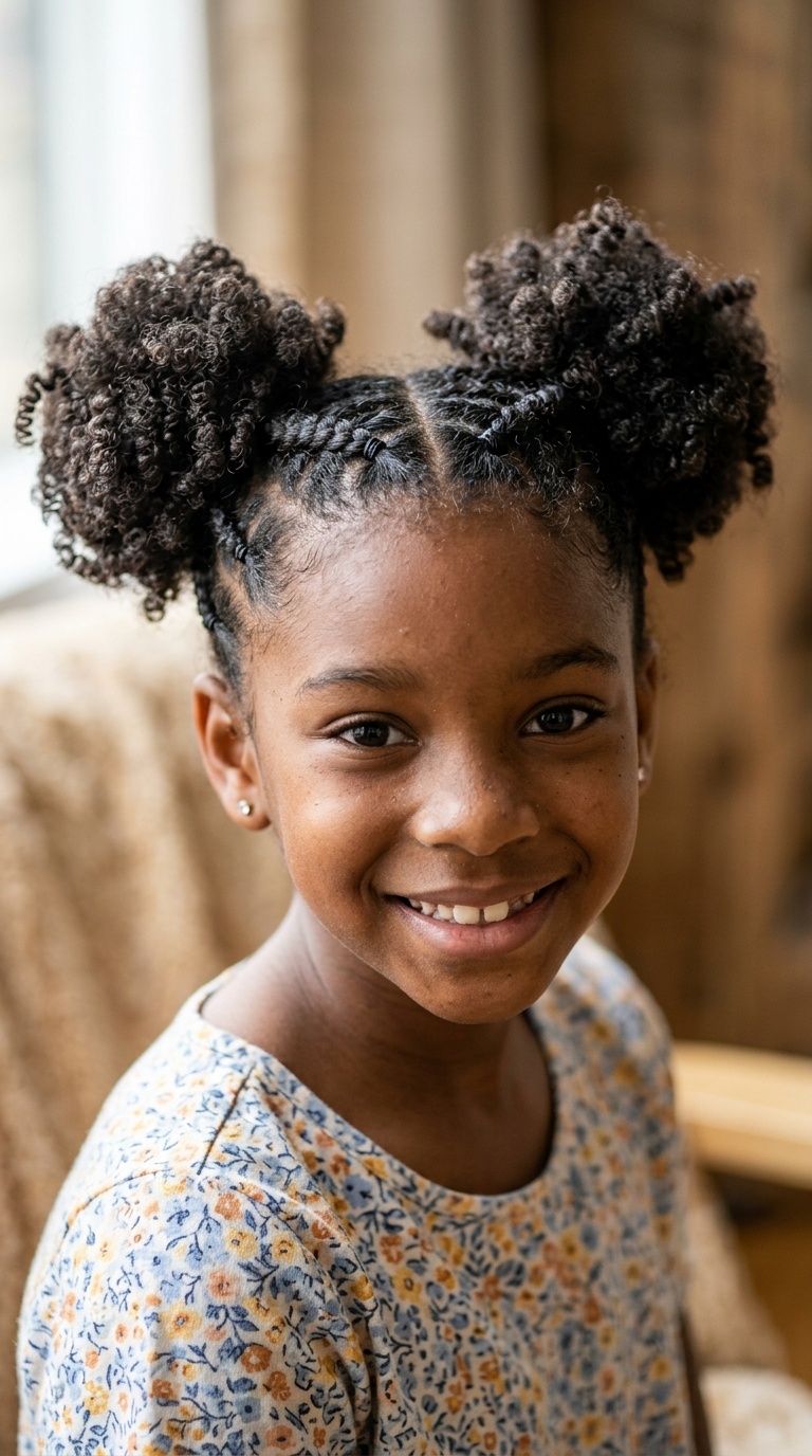 Space Buns with Braided Front