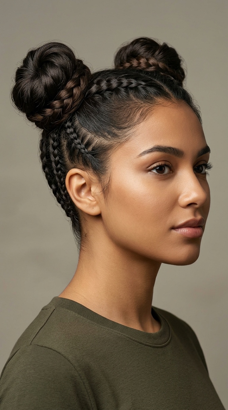 Space Buns with Braided Undercut Details