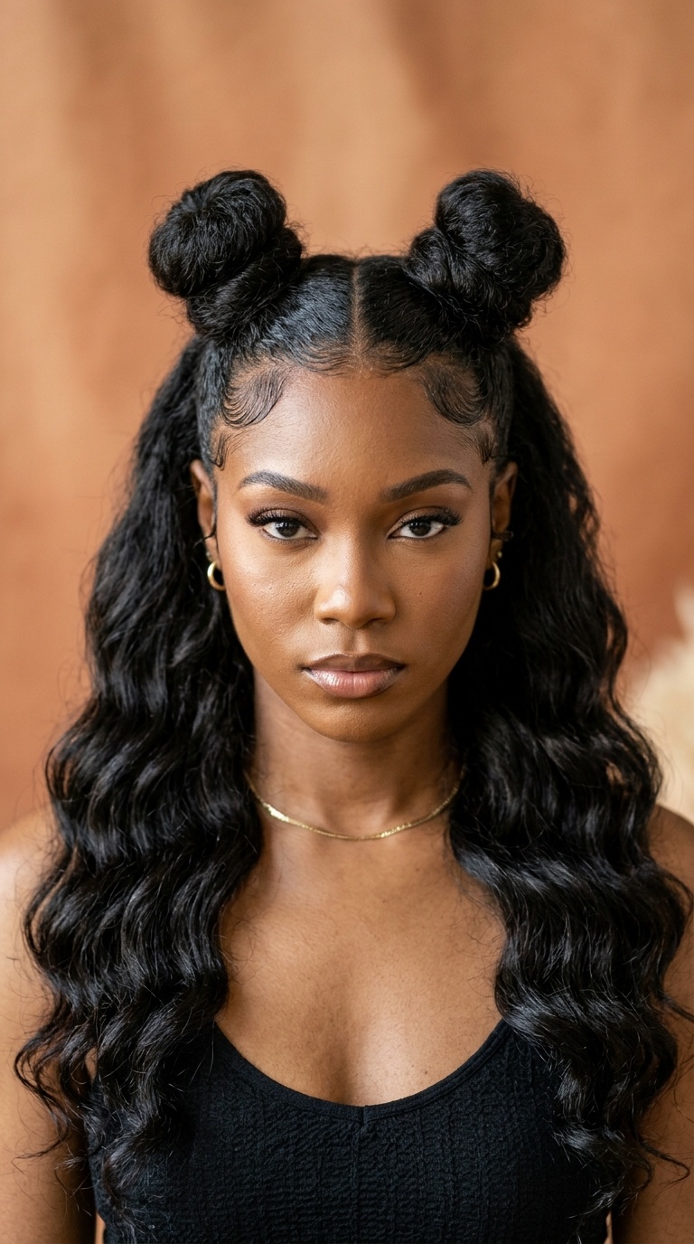 Space Buns with Flowing Back Waves