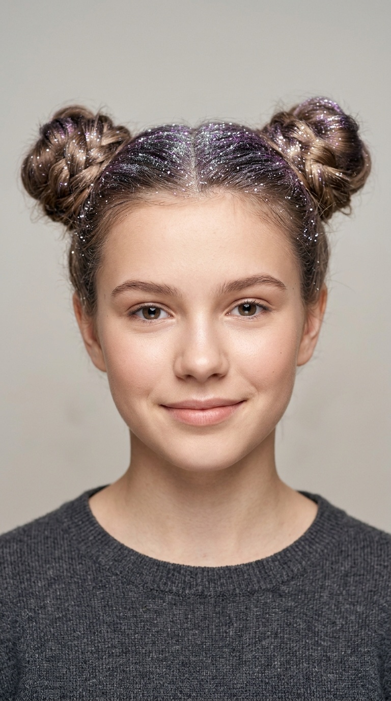 Space Buns with Glitter