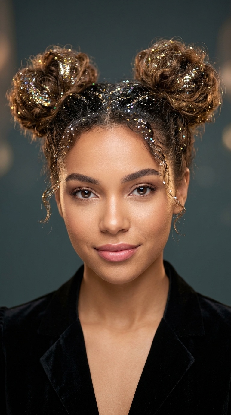 Space Buns with Glitter