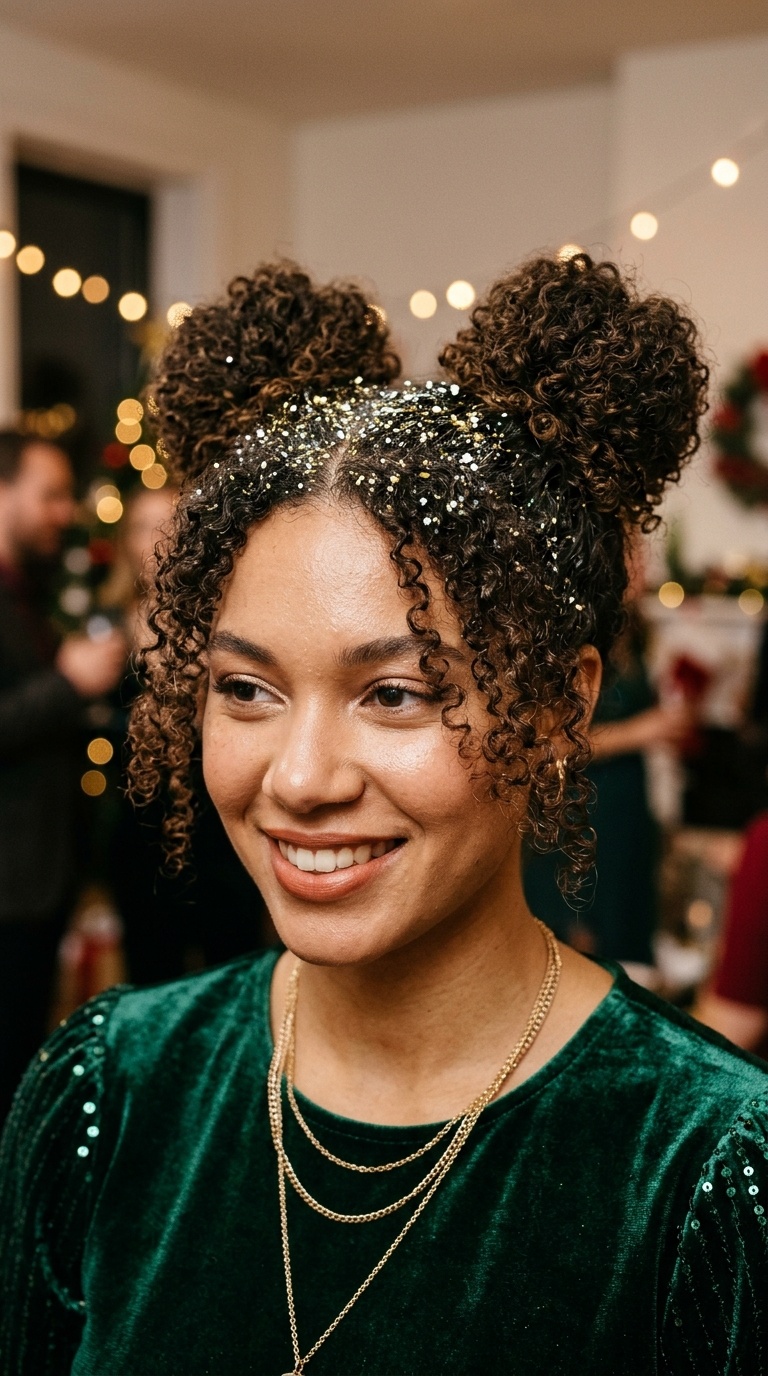 Space Buns with Glitter Roots