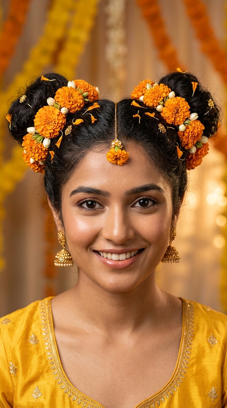 Space Buns with Marigold Halos