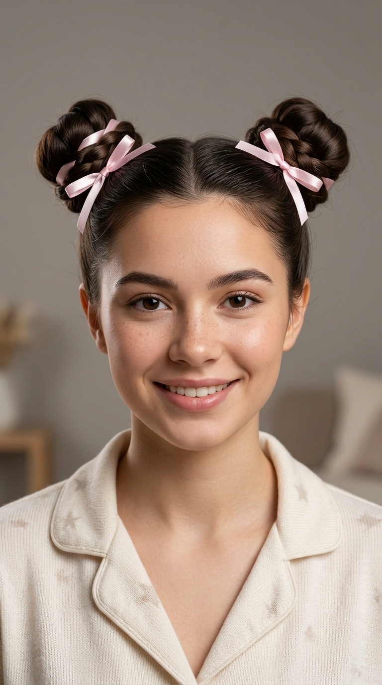 Space Buns with Ribbon Accents