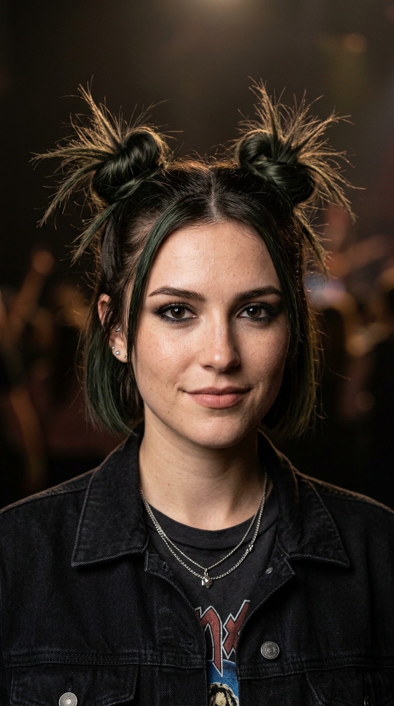 Space Buns with Spiky Ends