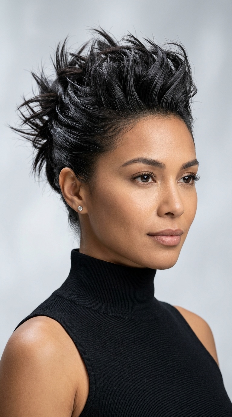 Spiky Modern Updo for Mock Neck Dresses