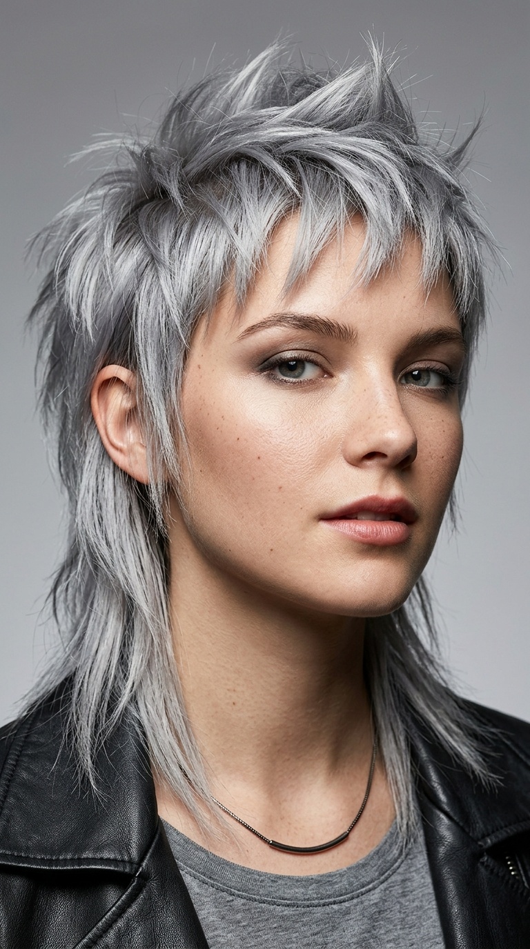 Spiky Silver Mullet