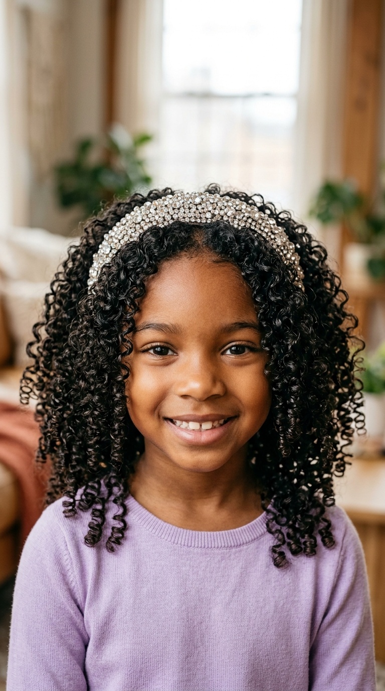 Spiral Curls with a Sparkly Headband