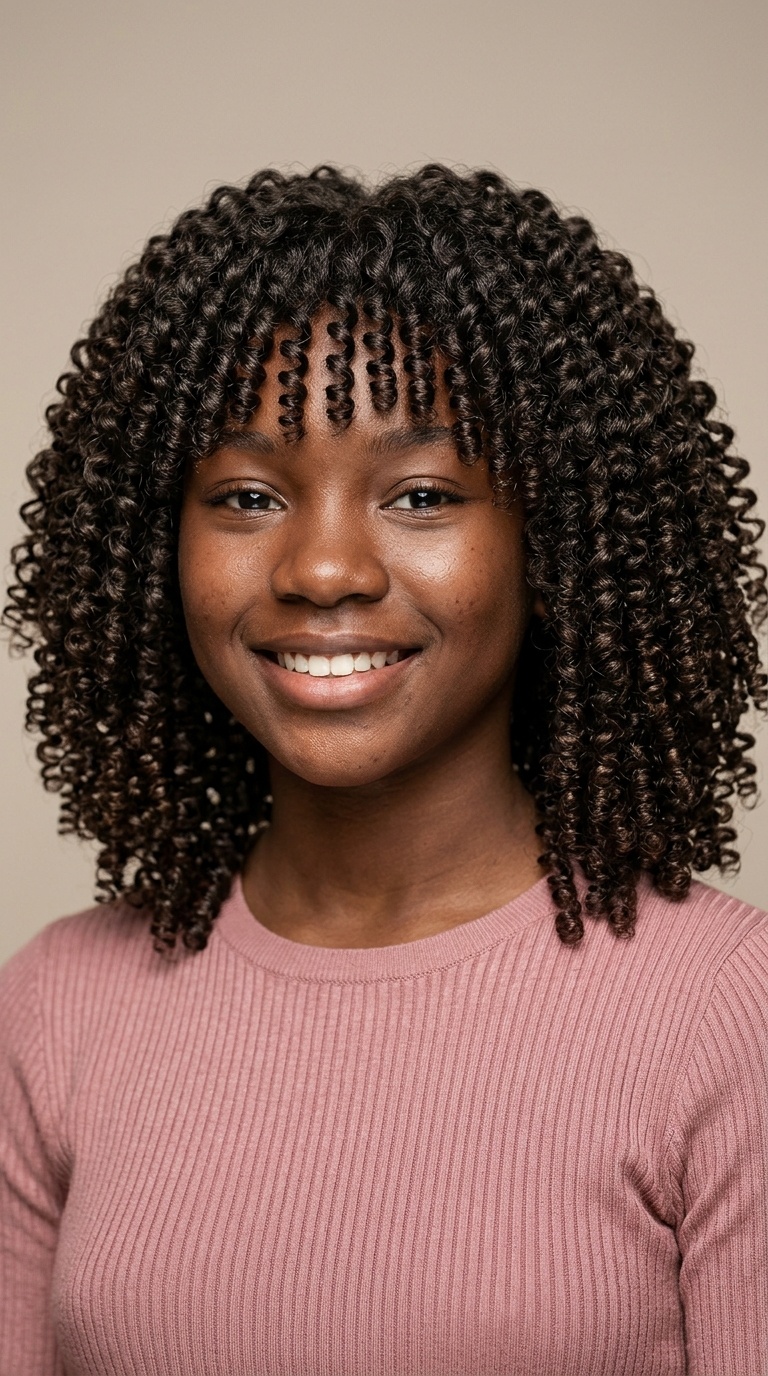 Spiral Curls with Bangs