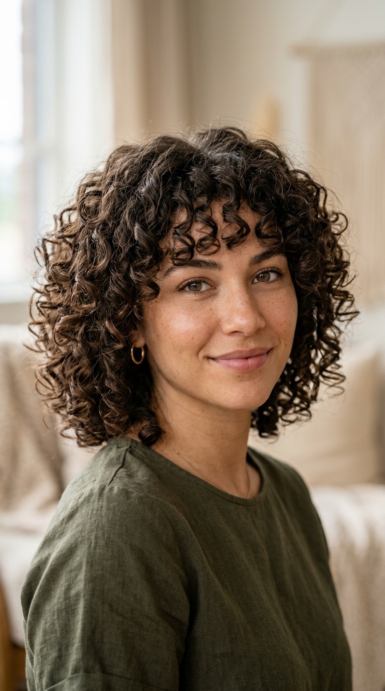 Spiral Curls with Chin-Length Layers