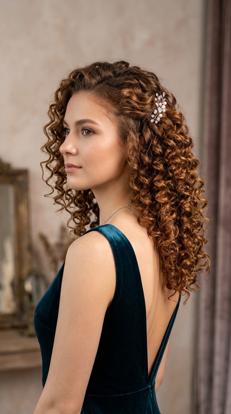 Spiral Curls with Front-Pinned Detail