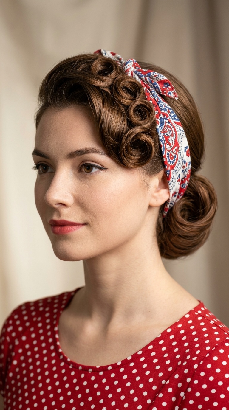 Spiral Side Rolls with a Retro Bandana