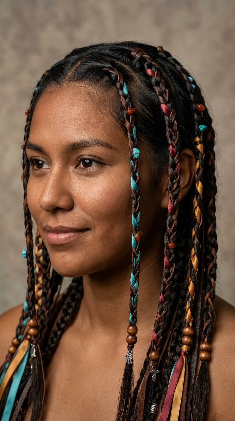 Spirit Braid with Leather and Ribbon