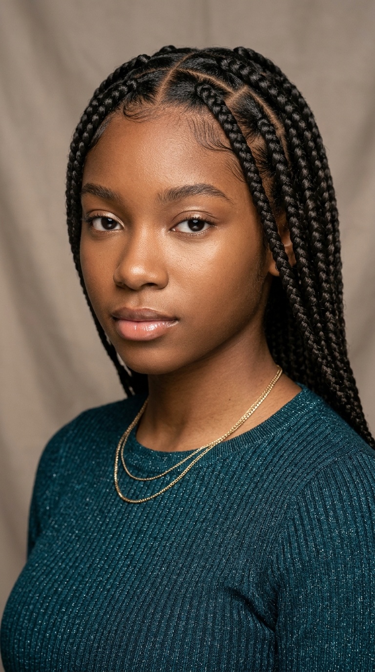 Square-Part Medium Knotless Braids