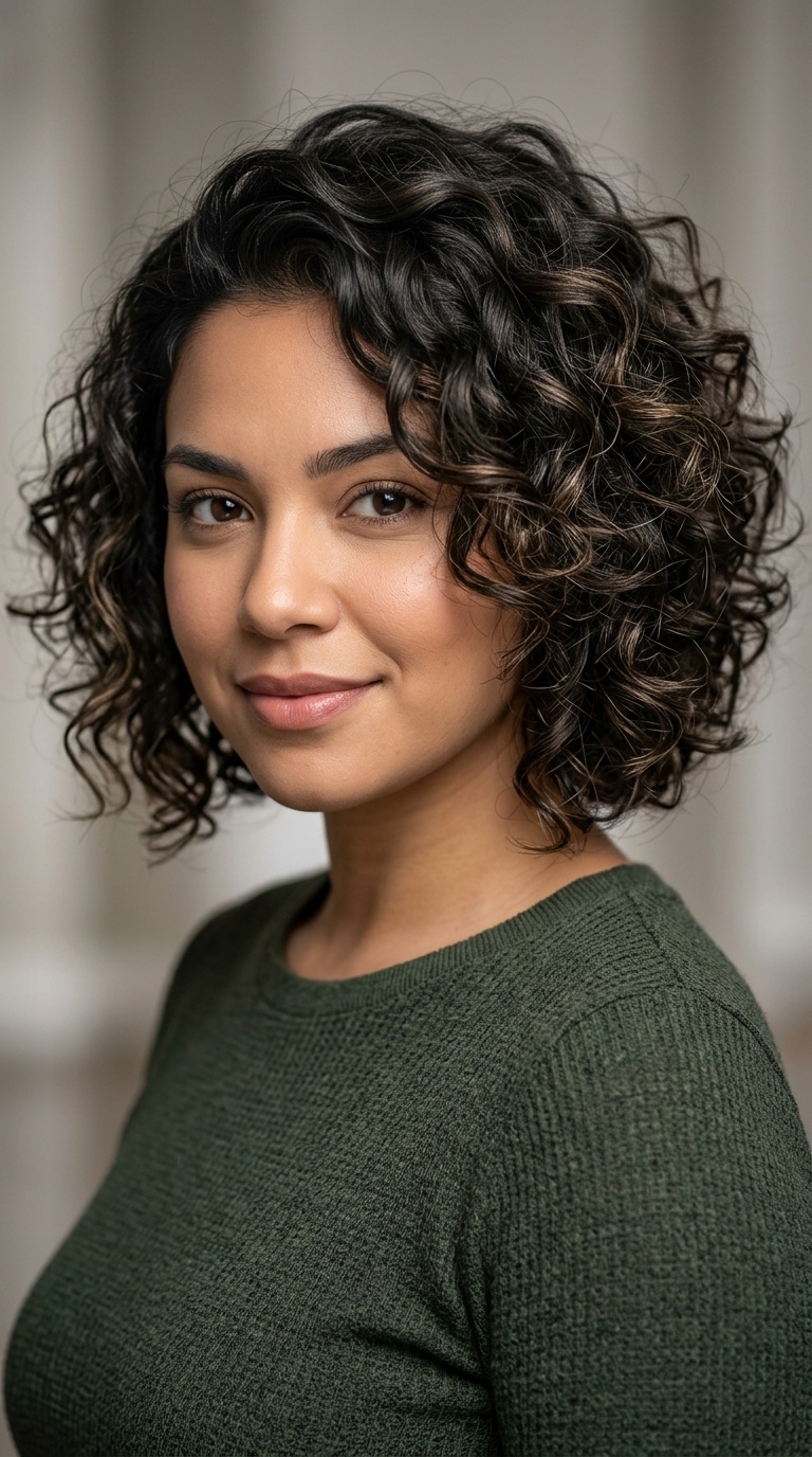 Stacked Curly Bob