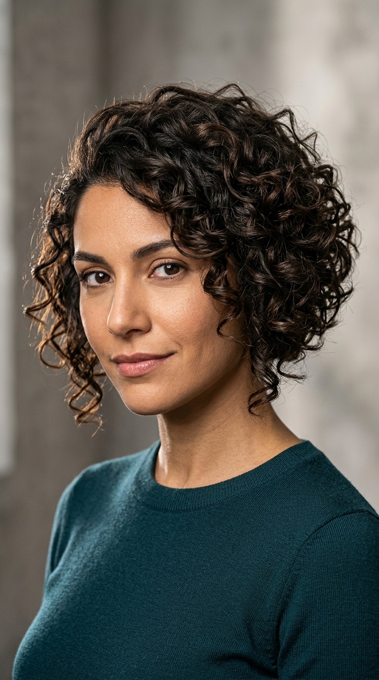 Stacked Curly Inverted Bob