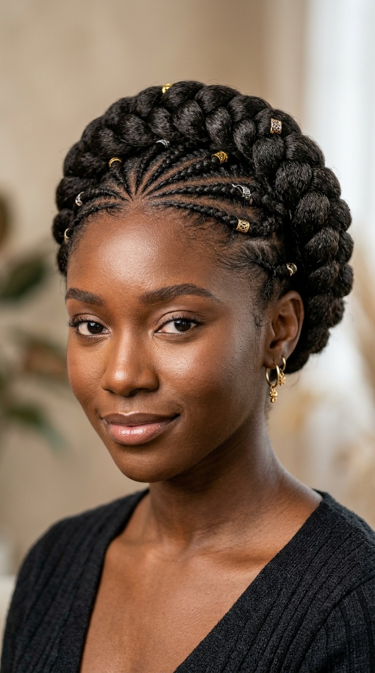 Star-Patterned Crown Braids