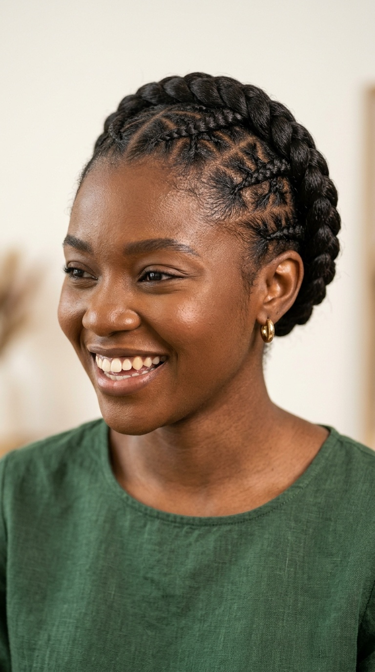 Star-Patterned Crown Braids