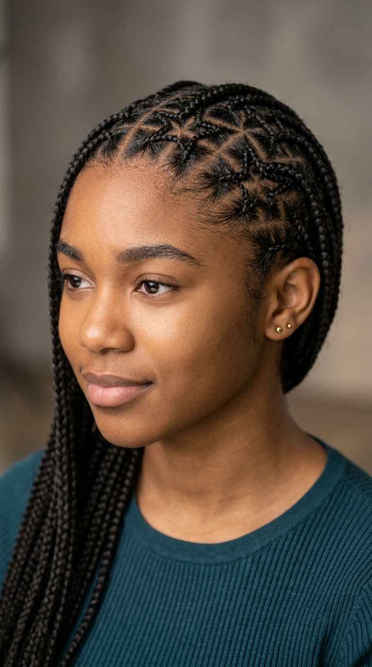 Star-Patterned Scalp Braids