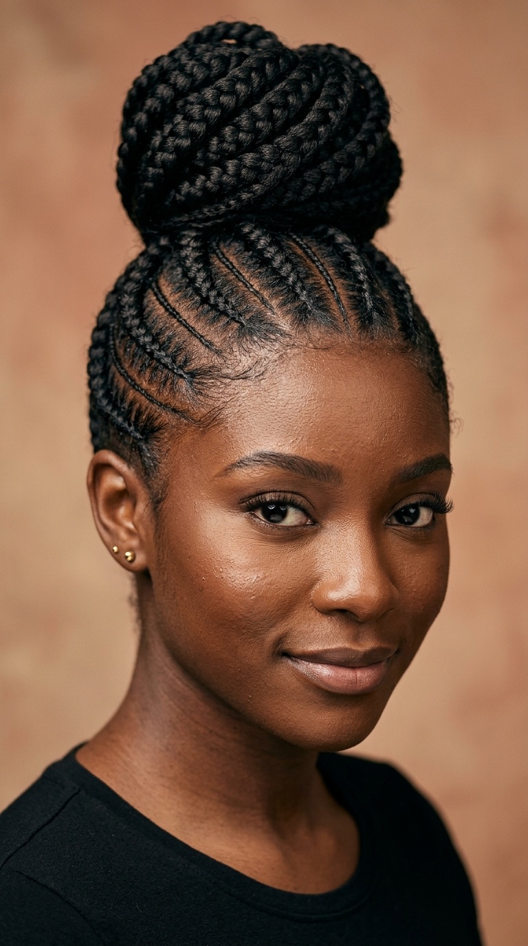 Stitch Braids into a Regal High Bun