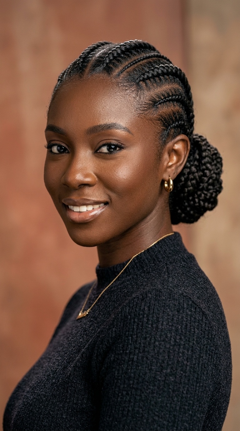 Stitch Braids with a Low Braided Bun