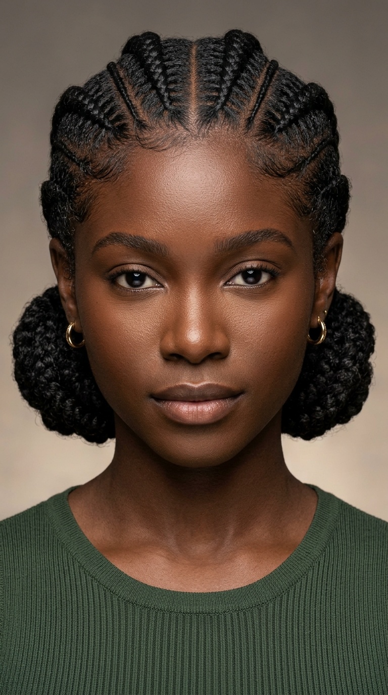 Stitch Braids with Low Buns