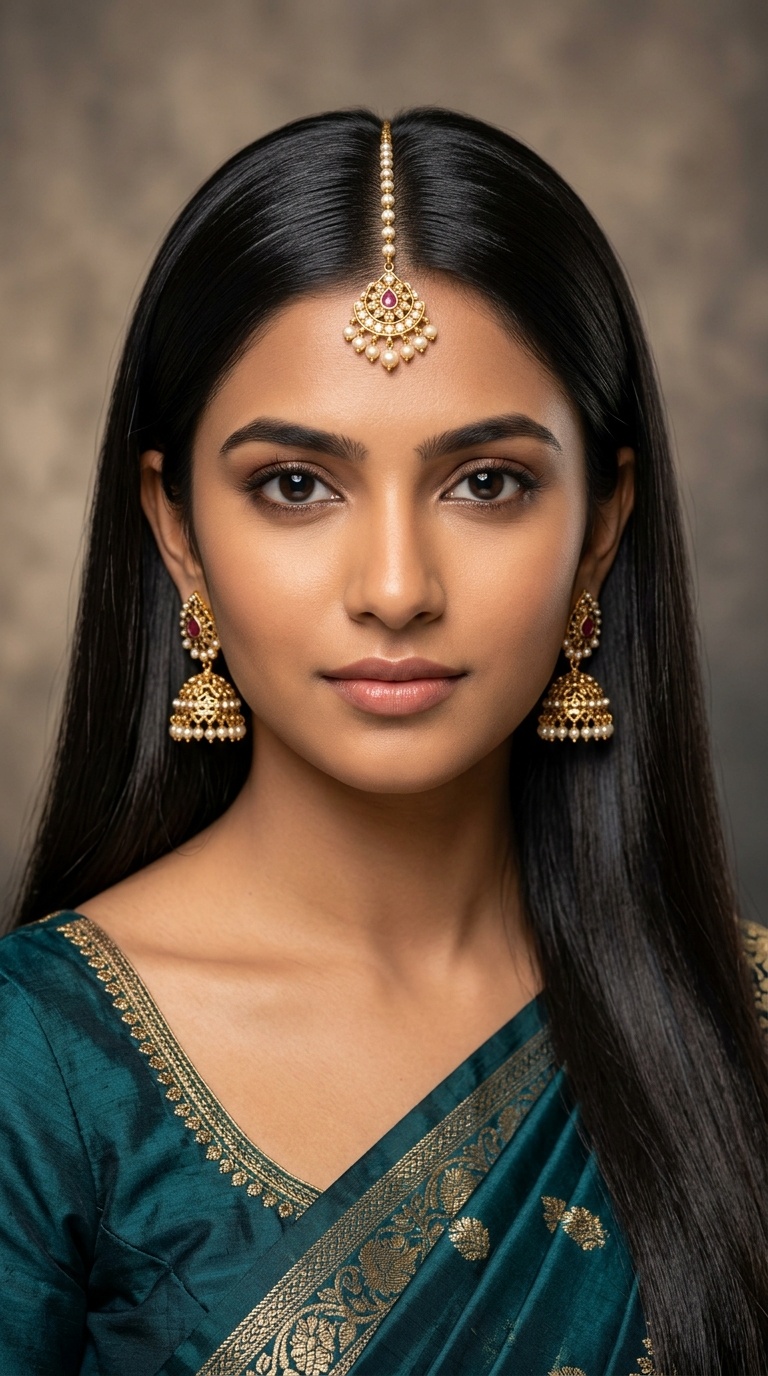 Straight and Sleek Center Part