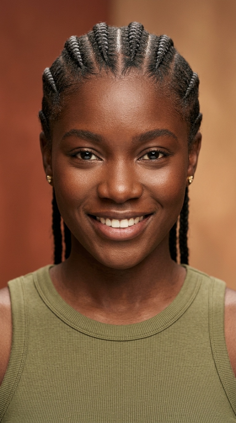 Straight-Back Cornrows
