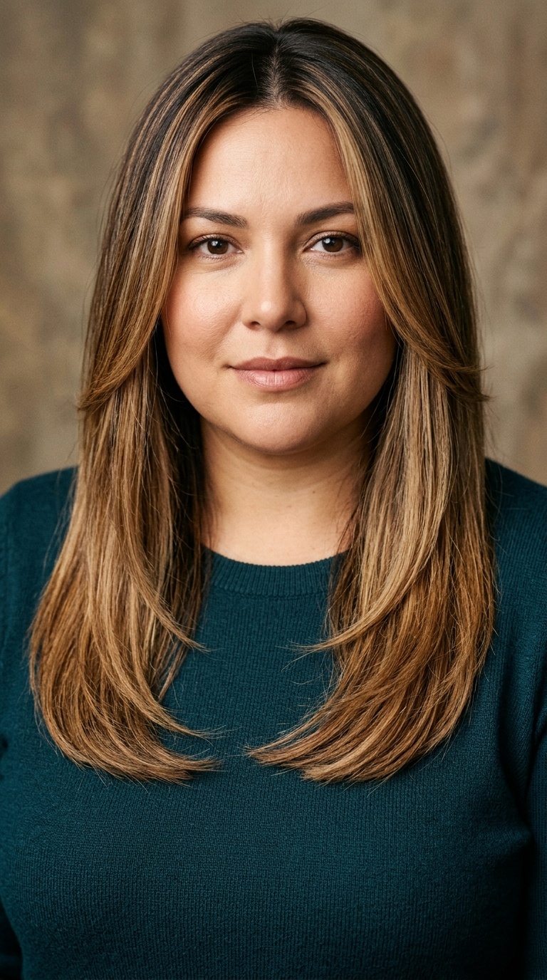 Straight Balayage with Face-Contouring Layers