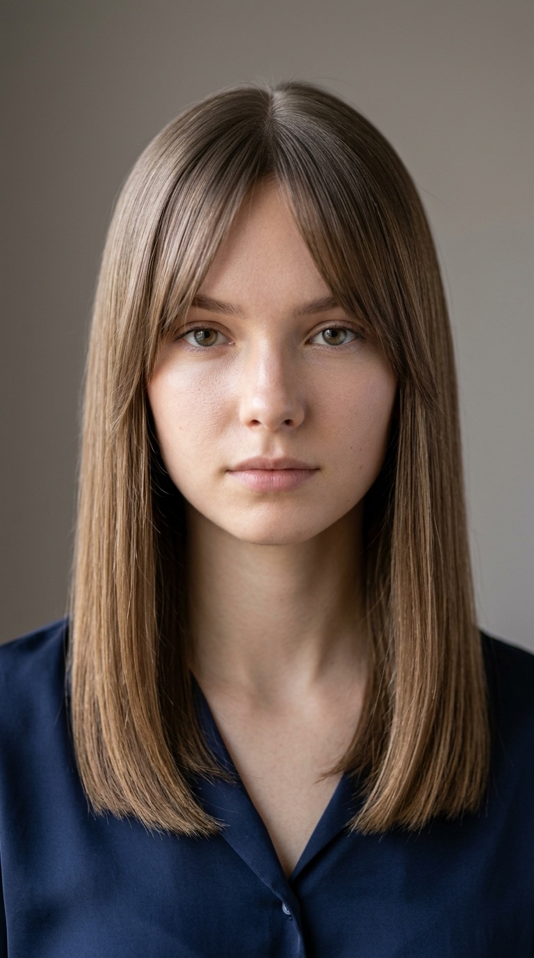 Straight Glass Hair with Curtain Bangs