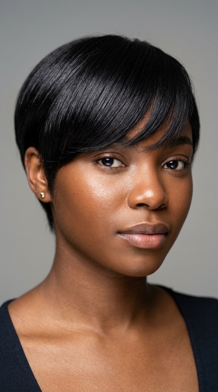 Straightened Pixie with Side Bangs