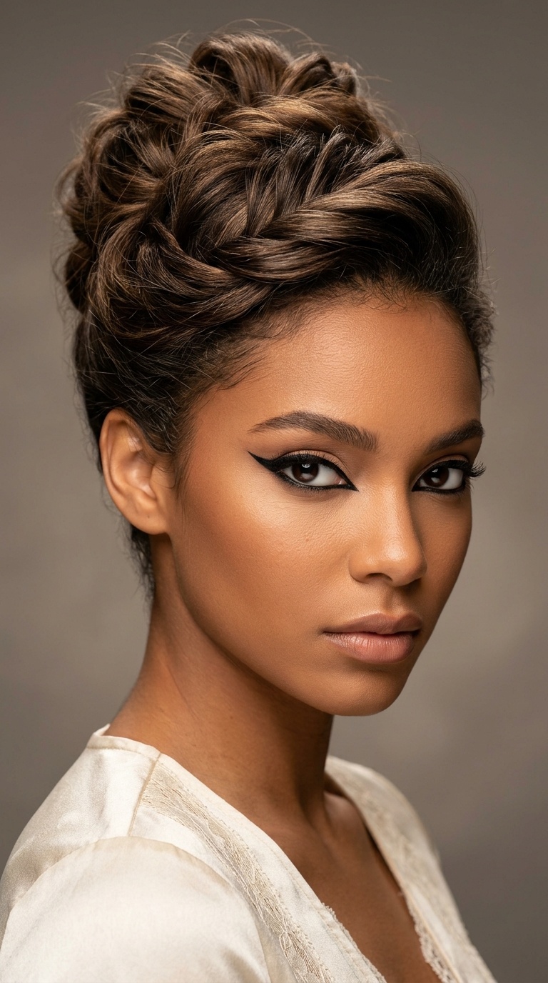 Structural Updo and Bold Graphic Liner