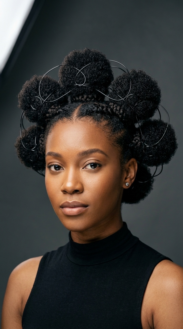 Structured Afro Puffs with Wire Framing
