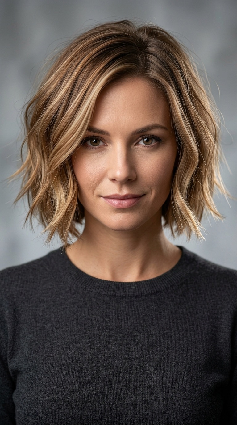 Subtle Balayage Choppy Bob