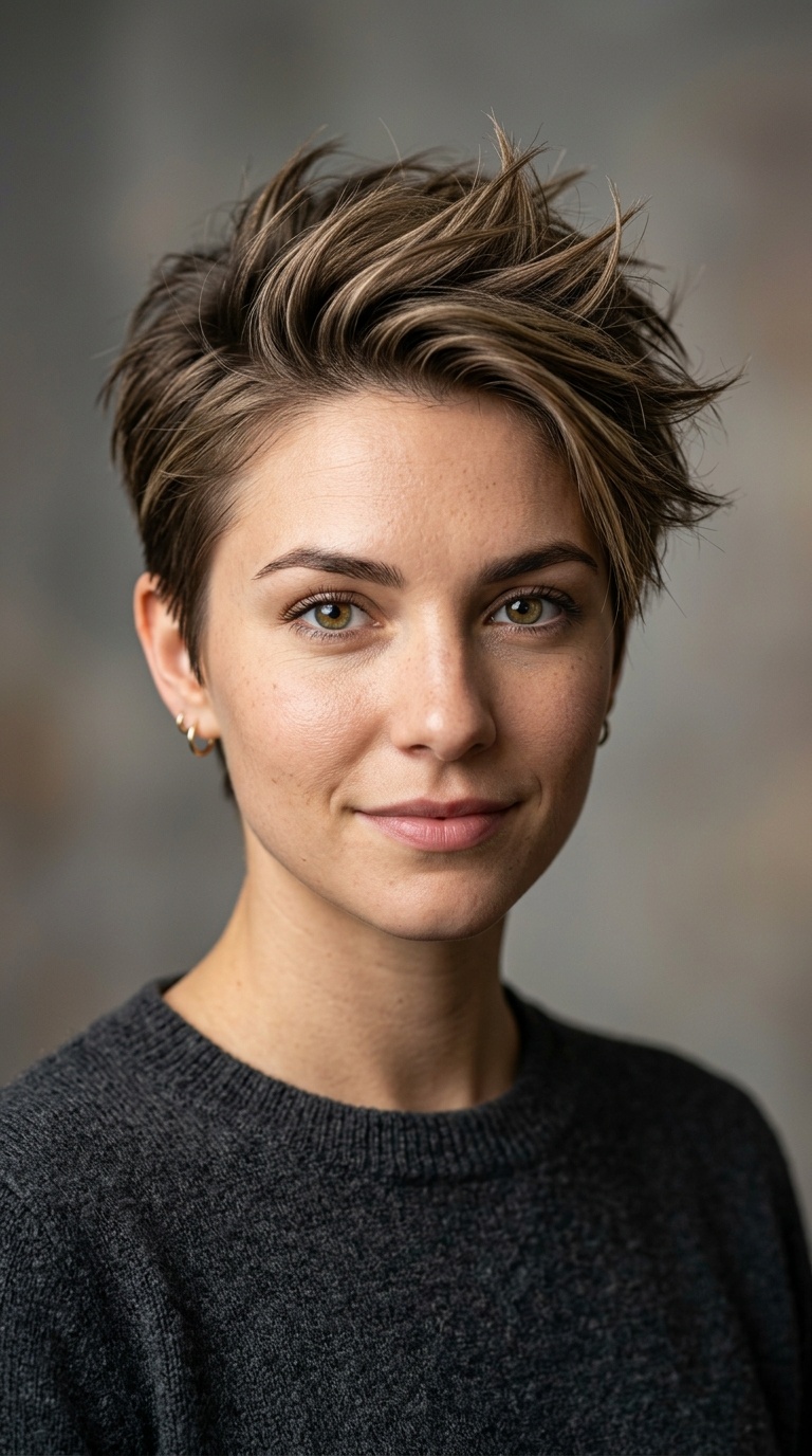Subtle Spiky Side-Swept Pixie
