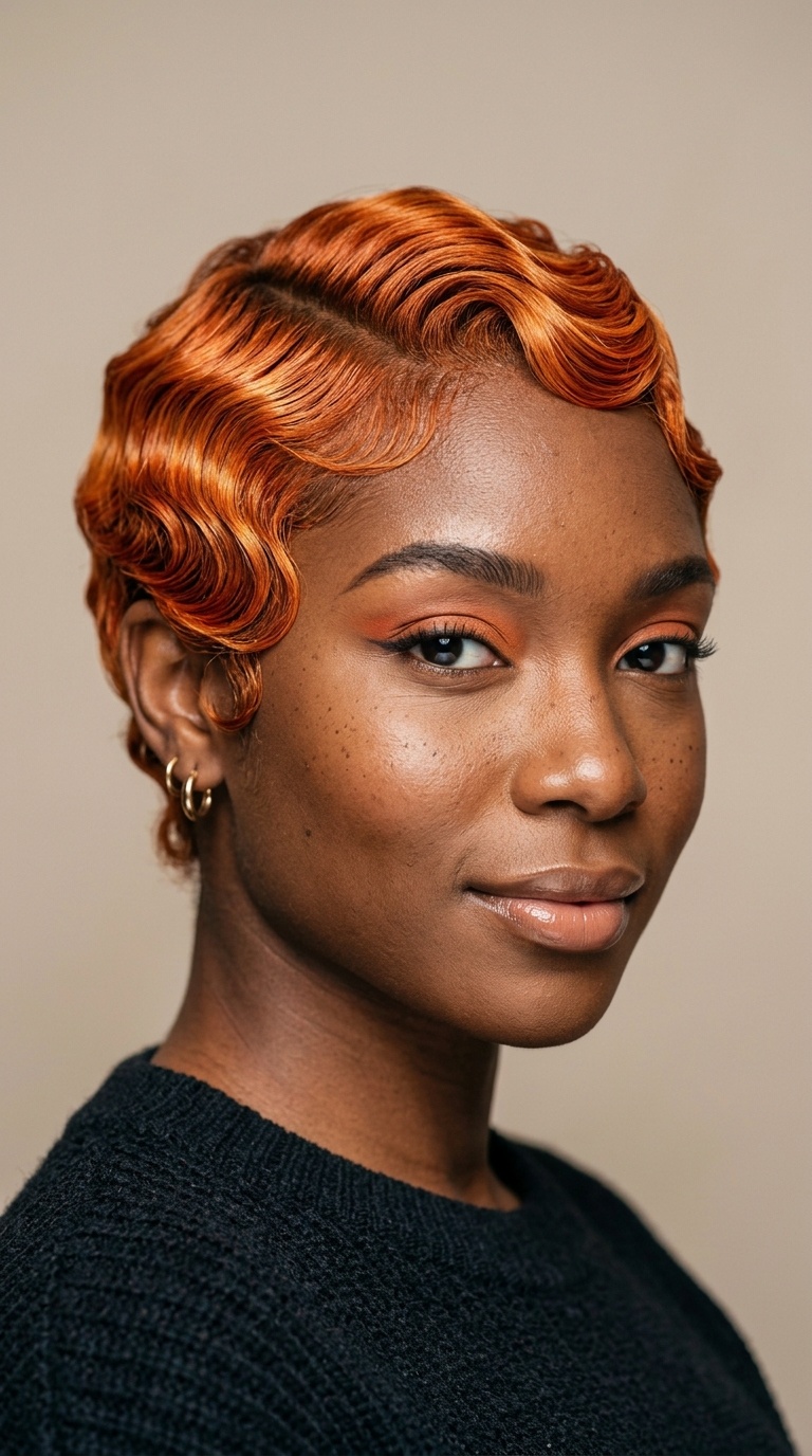 Sunset Orange Finger Waves