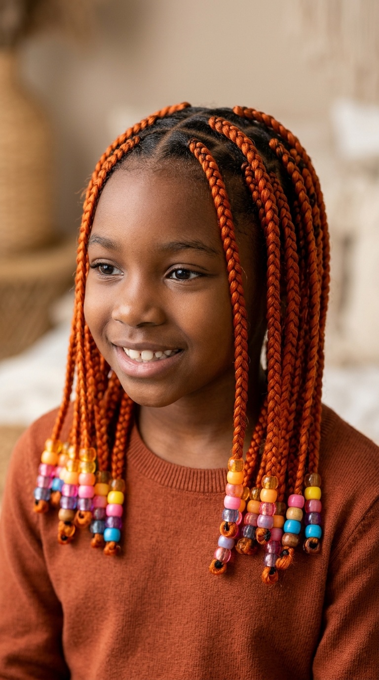 Sunset Orange Knotless Braids