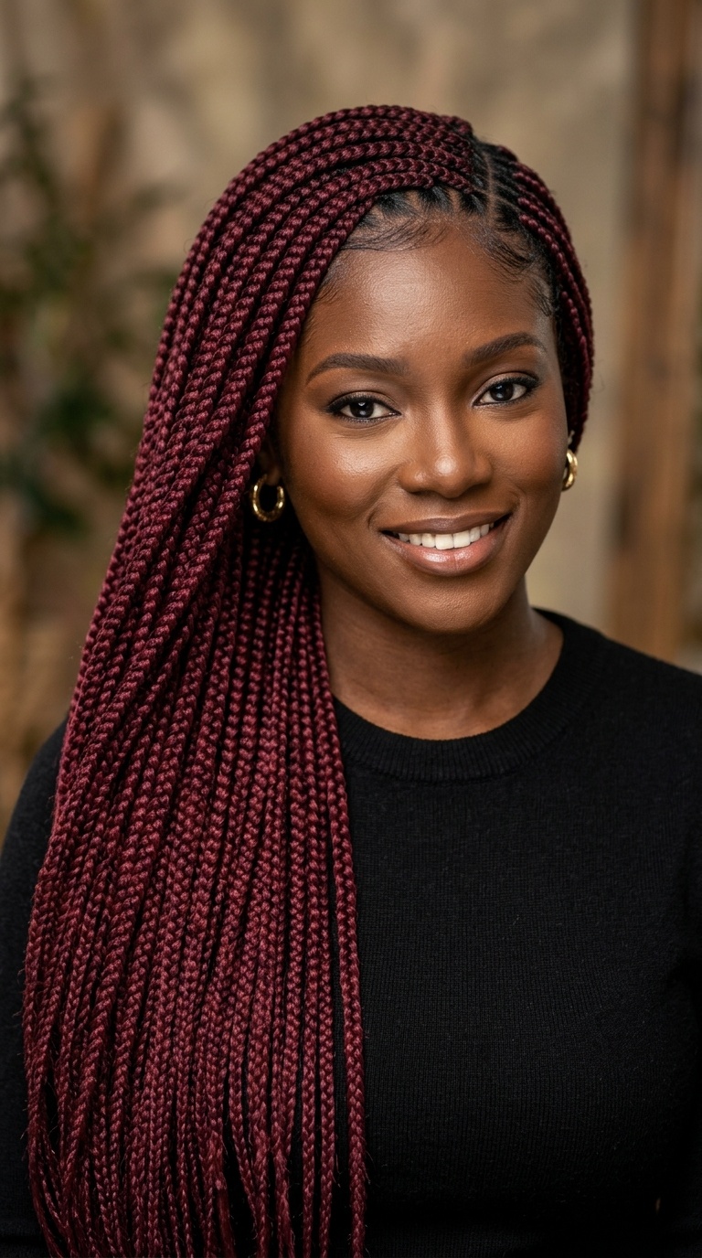 Super Long Lemonade Braids in Deep Burgundy