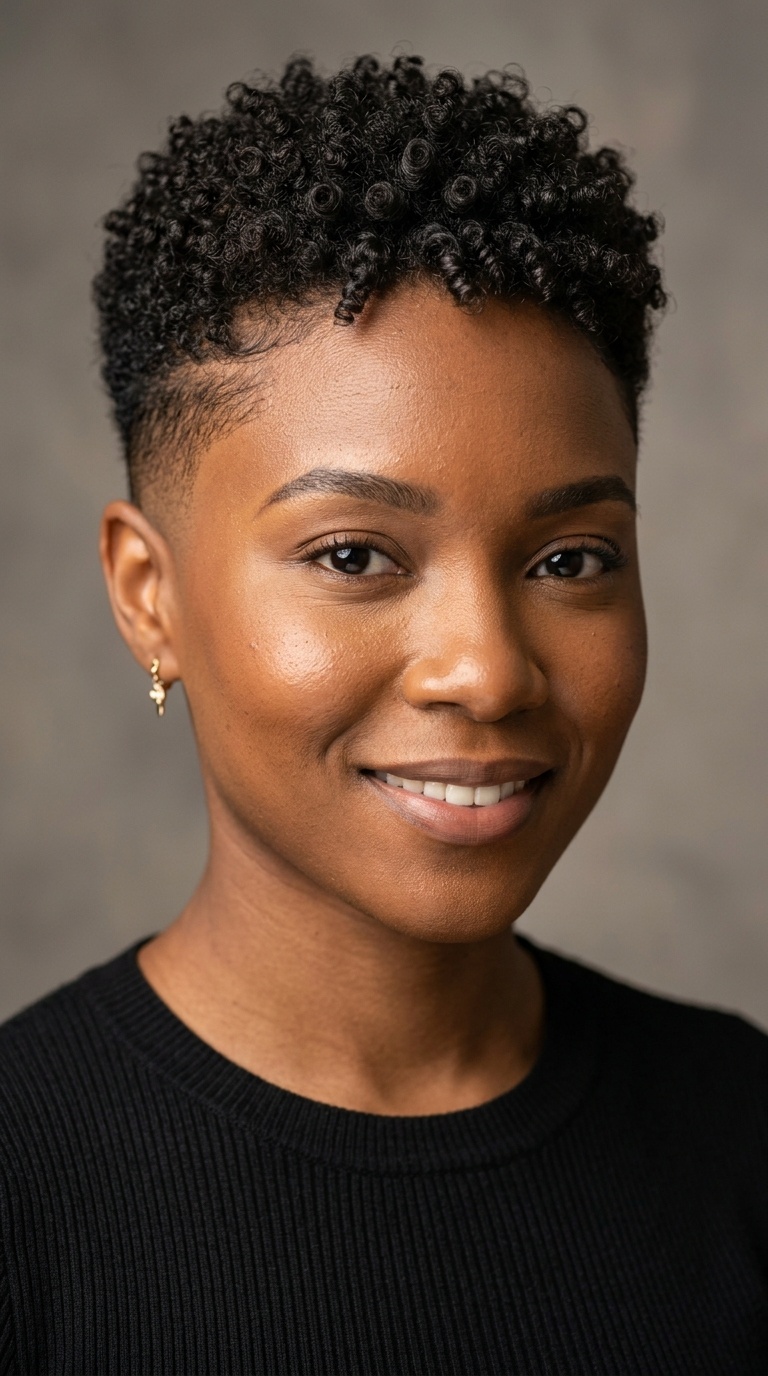 Super Short Fade with Defined Curls